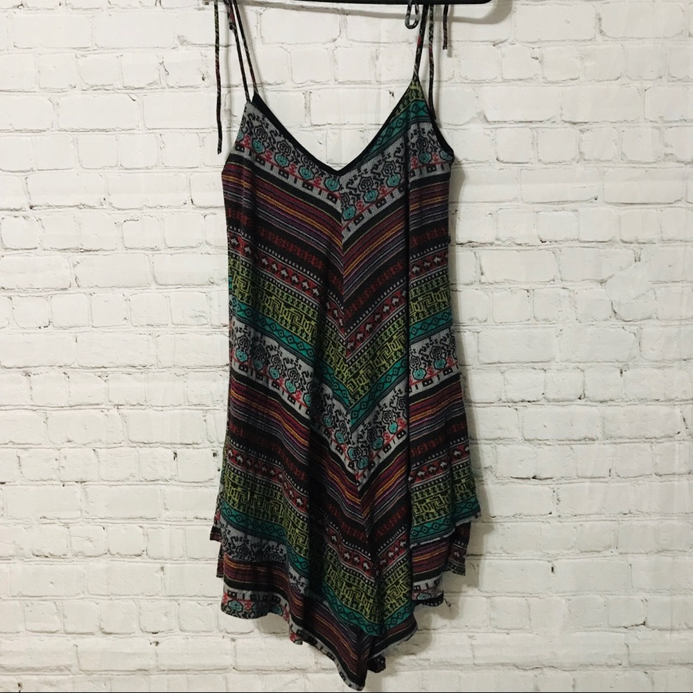 Funky Story asymmetrical spaghetti strap tunic top. S.